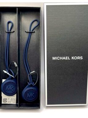 Michael Kors Navy Blue Silicone MK Logo Air Tag Hang Tags
